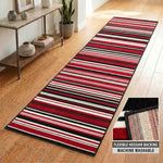 Texas Red Striped Stair Runner, Red Black and White Lines Hallway Carpet Runner Rug, 60cm Wide, Custom Lengths