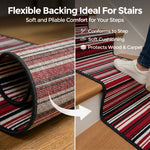 Texas Red Striped Stair Runner, Red Black and White Lines Hallway Carpet Runner Rug, 60cm Wide, Custom Lengths