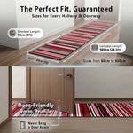 Texas Red Striped Stair Runner, Red Black and White Lines Hallway Carpet Runner Rug, 60cm Wide, Custom Lengths