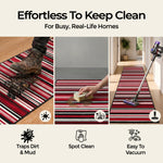 Texas Red Striped Stair Runner, Red Black and White Lines Hallway Carpet Runner Rug, 60cm Wide, Custom Lengths