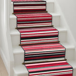 Texas Red Striped Stair Runner, Red Black and White Lines Hallway Carpet Runner Rug, 60cm Wide, Custom Lengths