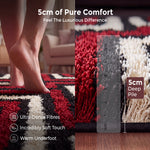 California Red Tides Shaggy Rug, Thick 5cm Deep Pile Geometric Rug for Living Room and Bedroom, Non-Shedding