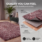 Enjoy Red Mottled Shaggy Rug, 4cm Thick Pile, Non-Shed Polypropylene, Hessian Backed, Underfloor Heating Safe