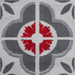 Texas Red and Grey Floral Tile Stair Runner, Retro Geometric Hallway Carpet Runner Rug, 60cm Wide, Custom Lengths