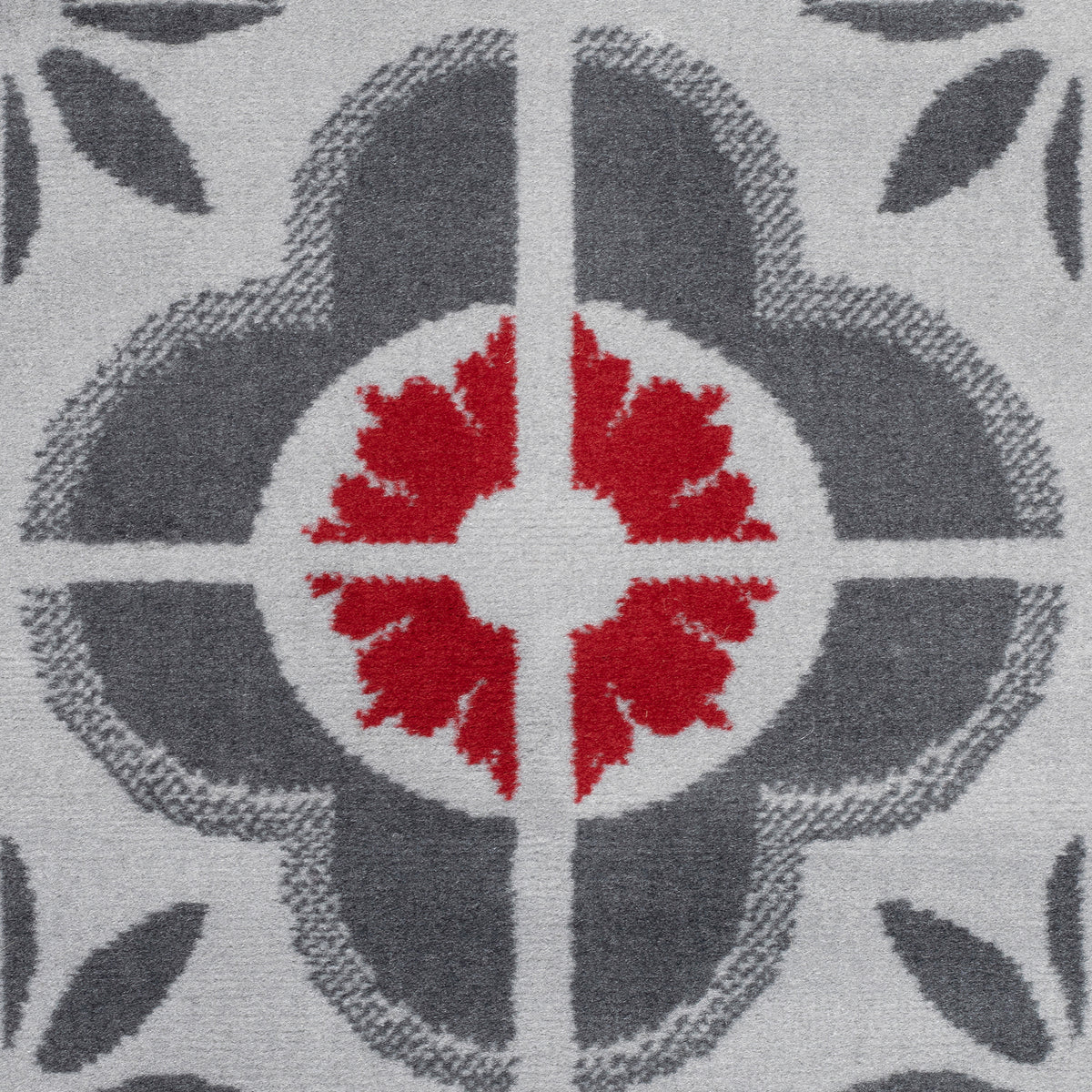 Texas Red and Grey Floral Tile Stair Runner, Retro Geometric Hallway Carpet Runner Rug, 60cm Wide, Custom Lengths