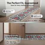 Texas Red and Grey Floral Tile Stair Runner, Retro Geometric Hallway Carpet Runner Rug, 60cm Wide, Custom Lengths