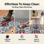 Texas Red and Grey Floral Tile Stair Runner, Retro Geometric Hallway Carpet Runner Rug, 60cm Wide, Custom Lengths