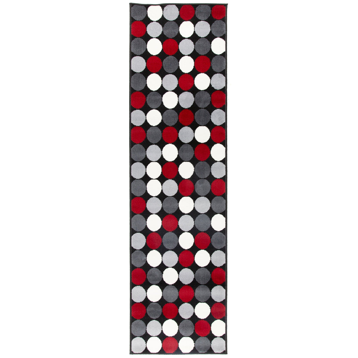 Texas Red and Grey Spotty Stair Runner, Polka Dot Hallway Carpet Runner Rug, 60cm Wide, Custom Lengths