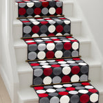 Texas Red and Grey Spotty Stair Runner, Polka Dot Hallway Carpet Runner Rug, 60cm Wide, Custom Lengths