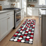 Texas Red and Grey Spotty Stair Runner, Polka Dot Hallway Carpet Runner Rug, 60cm Wide, Custom Lengths