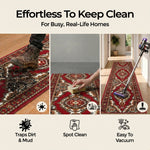 Tapis de couloir robuste à médaillon traditionnel rouge et crème - Texas