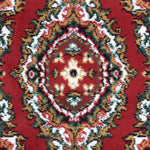 Tapis de couloir robuste à médaillon traditionnel rouge et crème - Texas