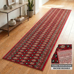 Texas Red Bokhara Stair Runner, Traditional Persian Style Hallway Carpet Runner Rug, 60cm Wide, Custom Lengths