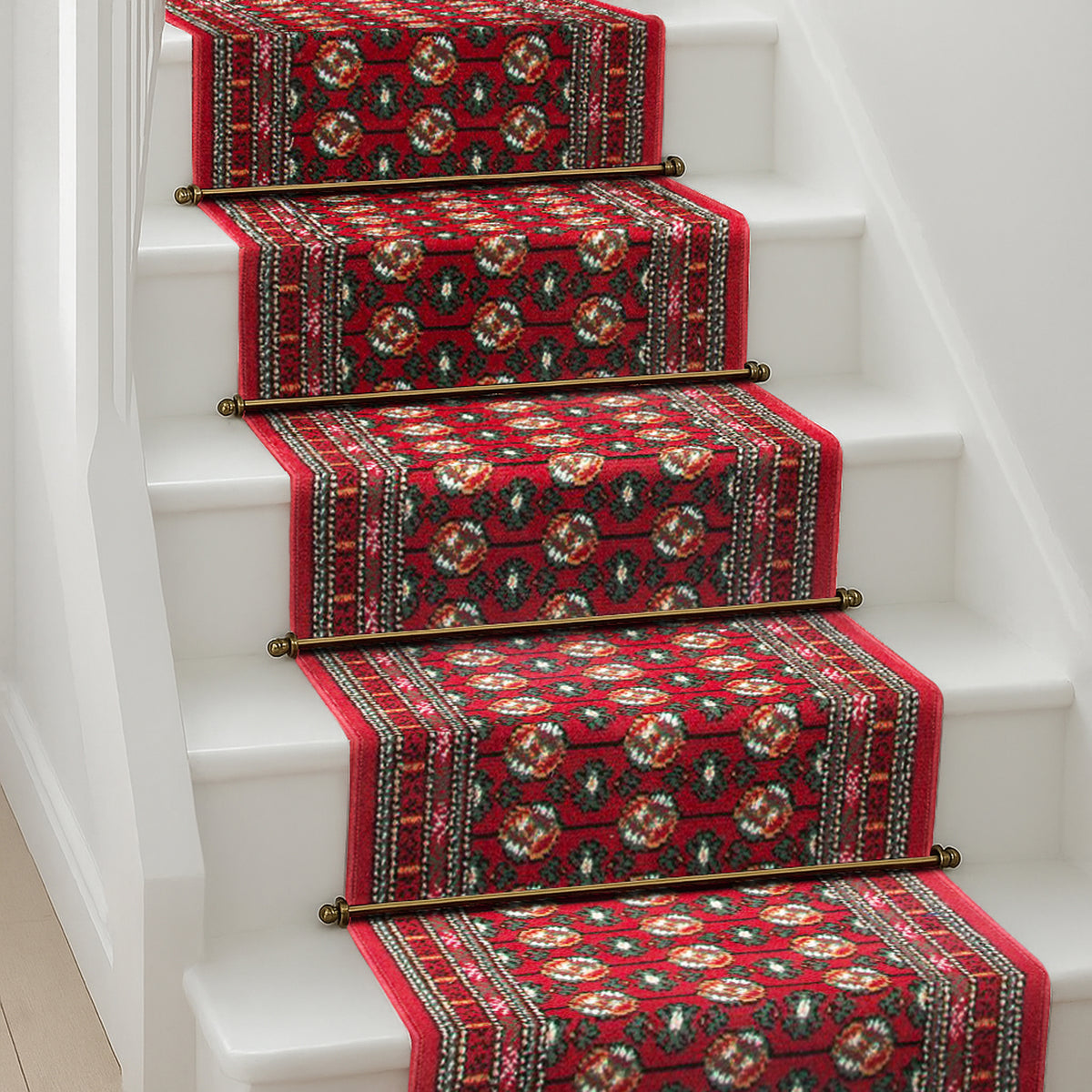 Texas Red Bokhara Stair Runner, Traditional Persian Style Hallway Carpet Runner Rug, 60cm Wide, Custom Lengths