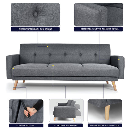 Narvik Sofa Bed Click Clack 3 Seater - Grey