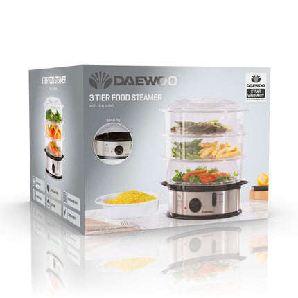 Daewoo 9L 3 Tier Food Steamer-5024996882964-Bargainia.com