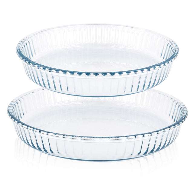 Round Glass Pie Baking Dishes - Set Of 2-8693357192904-Bargainia.com