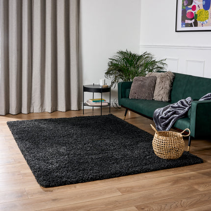 Charcoal Thick Shaggy Rug - California