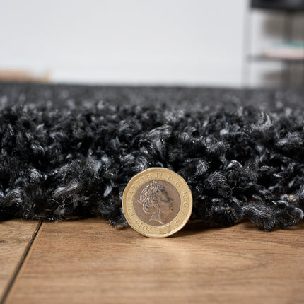 Charcoal Thick Shaggy Rug - California