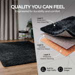 California Anthracite Charcoal Grey Shaggy Rug, Thick 5cm Deep Pile, Rectangle, Runner and Circle Sizes, Stain Resistant