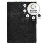 California Anthracite Charcoal Grey Shaggy Rug, Thick 5cm Deep Pile, Rectangle, Runner and Circle Sizes, Stain Resistant
