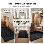 California Anthracite Charcoal Grey Shaggy Rug, Thick 5cm Deep Pile, Rectangle, Runner and Circle Sizes, Stain Resistant