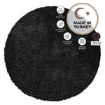 California Anthracite Charcoal Grey Shaggy Rug, Thick 5cm Deep Pile, Rectangle, Runner and Circle Sizes, Stain Resistant