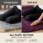 California Aubergine Purple Shaggy Rug, Thick 5cm Deep Pile, Rectangle, Runner and Circle Sizes, Stain Resistant