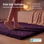 California Aubergine Purple Shaggy Rug, Thick 5cm Deep Pile, Rectangle, Runner and Circle Sizes, Stain Resistant
