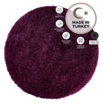 California Aubergine Purple Shaggy Rug, Thick 5cm Deep Pile, Rectangle, Runner and Circle Sizes, Stain Resistant