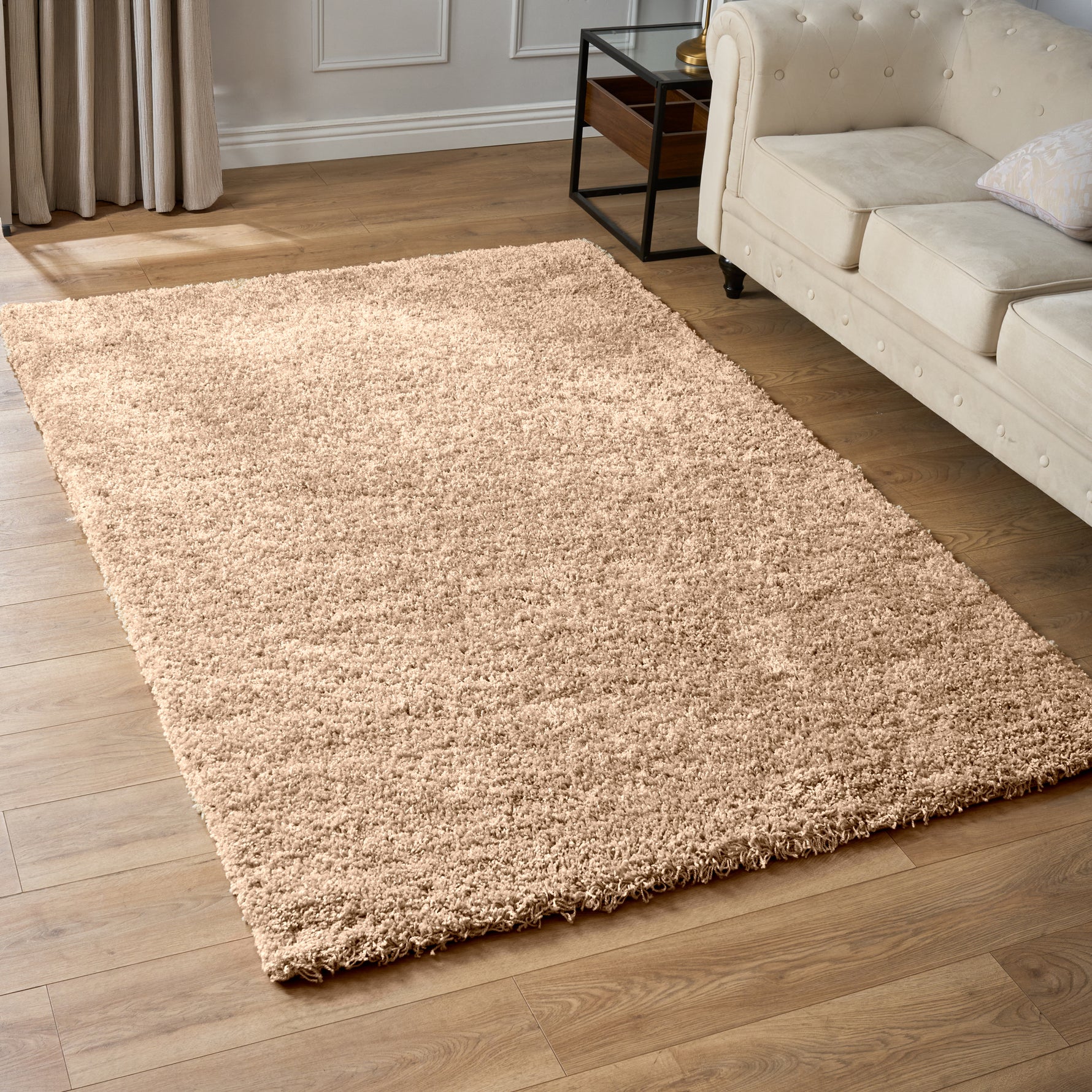 Beige Thick Shaggy Rug - California