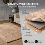 California Light Beige Shaggy Rug, Thick 5cm Deep Pile Solid Colour Rug, Non-Shedding, Rectangle, Runner and Round
