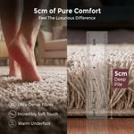 California Light Beige Shaggy Rug, Thick 5cm Deep Pile Solid Colour Rug, Non-Shedding, Rectangle, Runner and Round