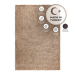 California Light Beige Shaggy Rug, Thick 5cm Deep Pile Solid Colour Rug, Non-Shedding, Rectangle, Runner and Round