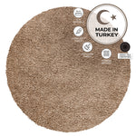 California Light Beige Shaggy Rug, Thick 5cm Deep Pile Solid Colour Rug, Non-Shedding, Rectangle, Runner and Round