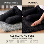 California Black Shaggy Rug, Thick 5cm Deep Pile Rug for Living Room and Bedroom, Rectangle, Runner and Circle Sizes