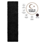 California Black Shaggy Rug, Thick 5cm Deep Pile Rug for Living Room and Bedroom, Rectangle, Runner and Circle Sizes