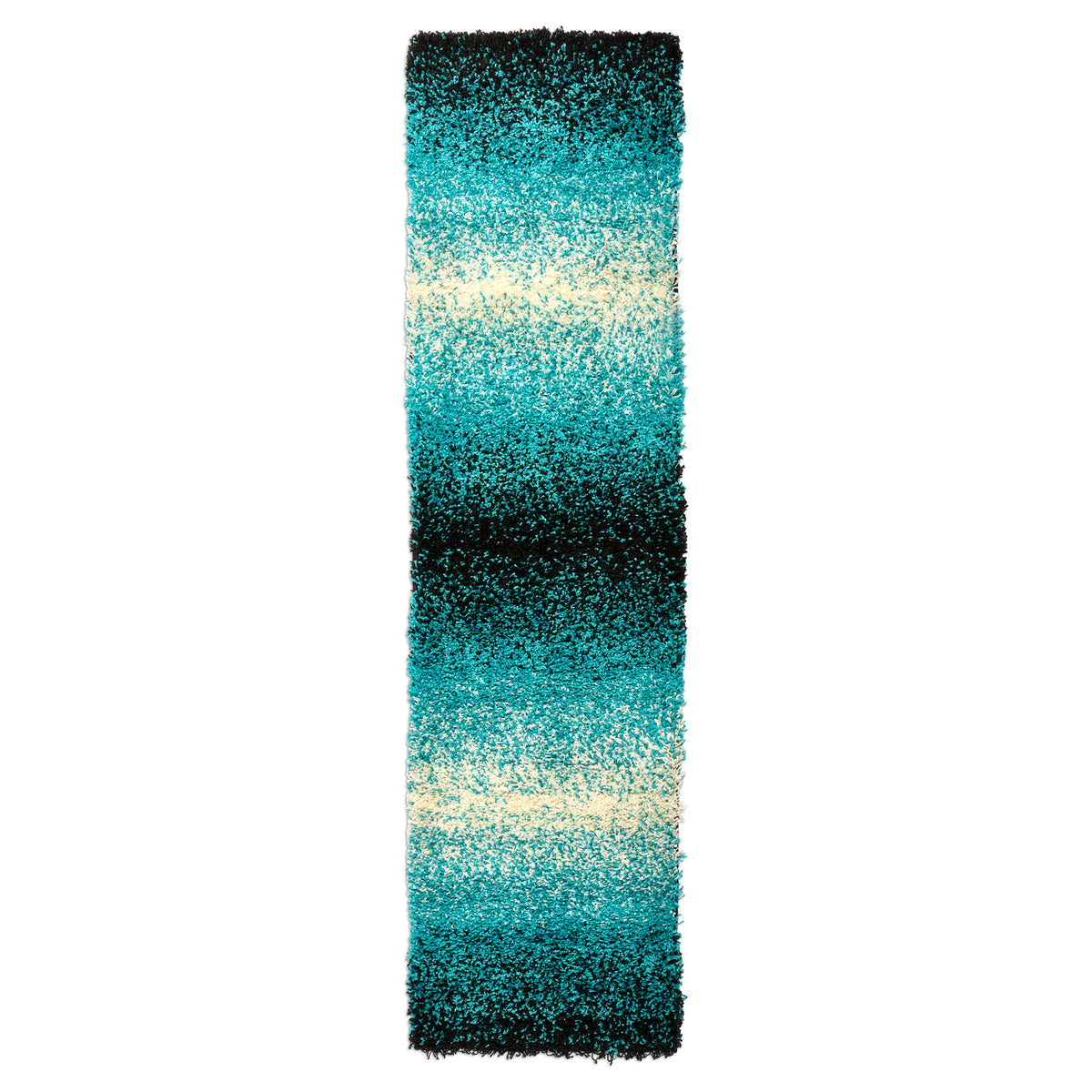 California Teal Ombre Blend Shaggy Rug, Thick 5cm Deep Pile, Rectangle and Runner Sizes, Stain Resistant