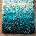 California Teal Ombre Blend Shaggy Rug, Thick 5cm Deep Pile, Rectangle and Runner Sizes, Stain Resistant