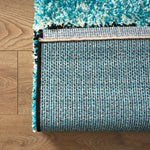 California Teal Ombre Blend Shaggy Rug, Thick 5cm Deep Pile, Rectangle and Runner Sizes, Stain Resistant