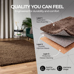 California Light Brown Shaggy Rug, Thick 5cm Deep Pile Rug for Living Room and Bedroom, Rectangle, Runner and Circles