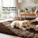 California Light Brown Shaggy Rug, Thick 5cm Deep Pile Rug for Living Room and Bedroom, Rectangle, Runner and Circles