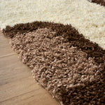 California Beige Geometric Cube Shaggy Rug, Thick 5cm Deep Pile, Rectangle and Runner Sizes, Stain Resistant