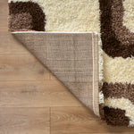 California Beige Geometric Cube Shaggy Rug, Thick 5cm Deep Pile, Rectangle and Runner Sizes, Stain Resistant