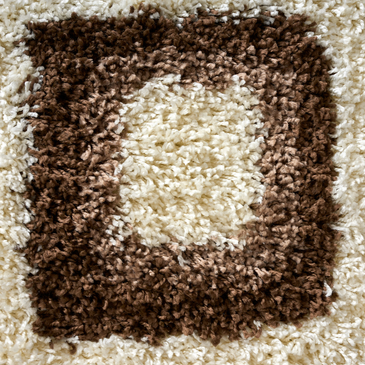 California Beige Geometric Cube Shaggy Rug, Thick 5cm Deep Pile, Rectangle and Runner Sizes, Stain Resistant