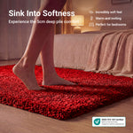 California Bright Red Shaggy Rug, Thick 5cm Deep Pile Rug for Living Room and Bedroom, Rectangle, Runner and Circles