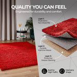 California Bright Red Shaggy Rug, Thick 5cm Deep Pile Rug for Living Room and Bedroom, Rectangle, Runner and Circles