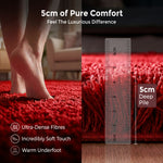 California Bright Red Shaggy Rug, Thick 5cm Deep Pile Rug for Living Room and Bedroom, Rectangle, Runner and Circles