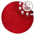 California Bright Red Shaggy Rug, Thick 5cm Deep Pile Rug for Living Room and Bedroom, Rectangle, Runner and Circles