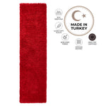 California Bright Red Shaggy Rug, Thick 5cm Deep Pile Rug for Living Room and Bedroom, Rectangle, Runner and Circles